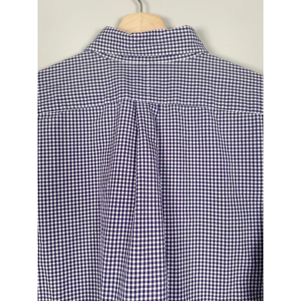 Ralph Lauren Mens Purple Gingham Classic Fit Button Down‎ Shirt 16.5 34/35